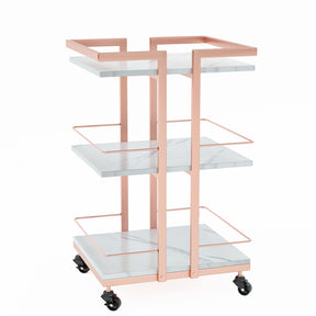 OmySalon ST1501 Rolling Esthetician Trolley Cart w/Wheels & 3 Wood Shelves