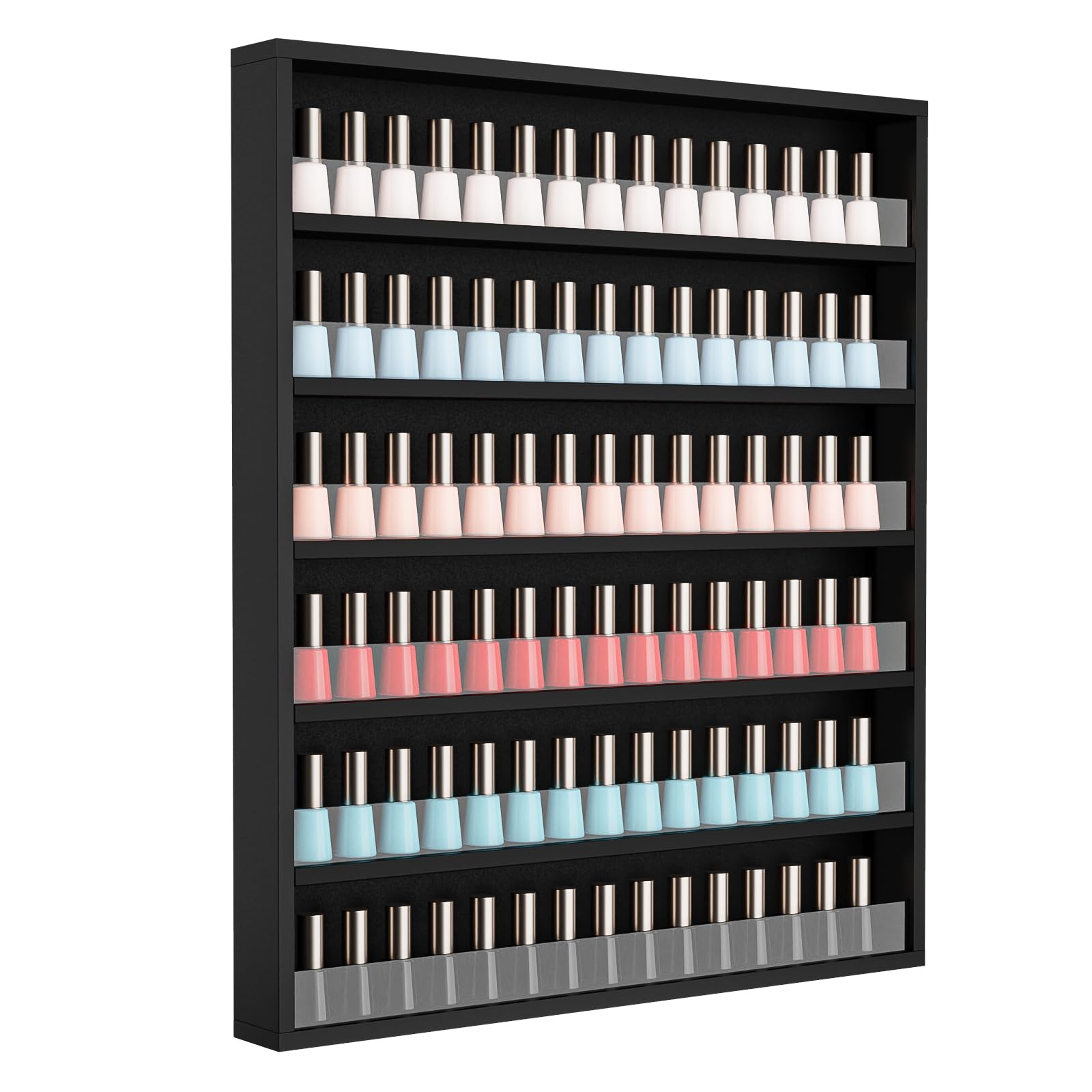 OmySalon 6 Layers Wall Mount Nail Polish Organizer Rack w/Acrylic Baffle