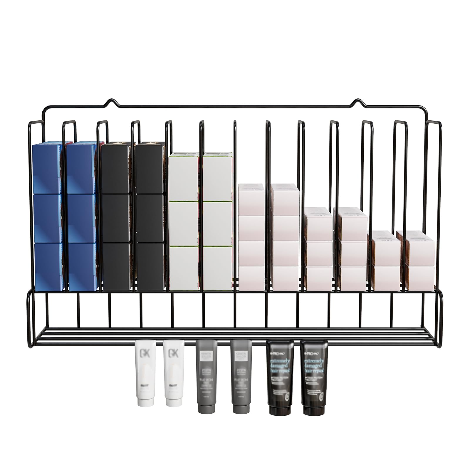 OmySalon HCRM Professional Wall Mounted Metal Salon Hair Color Dye Tube Organizer Storage Rack