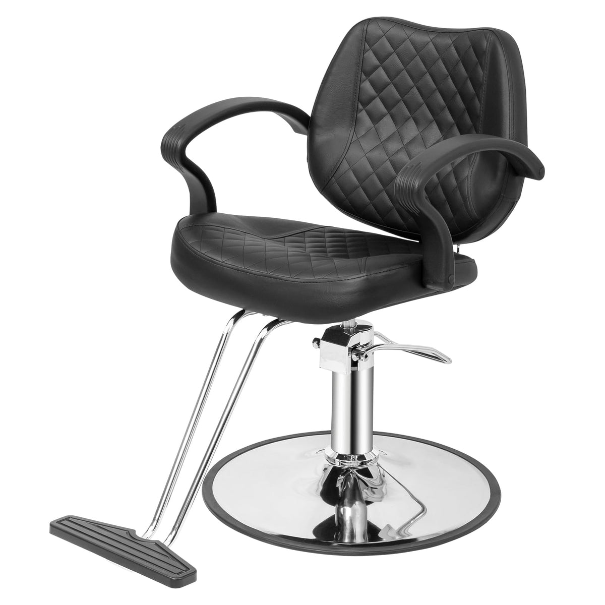 OmySalon SC2901 Ergonomic 360-Degree Swivel Hydraulic Hair Stylist Salon Chair with Curved Armrests