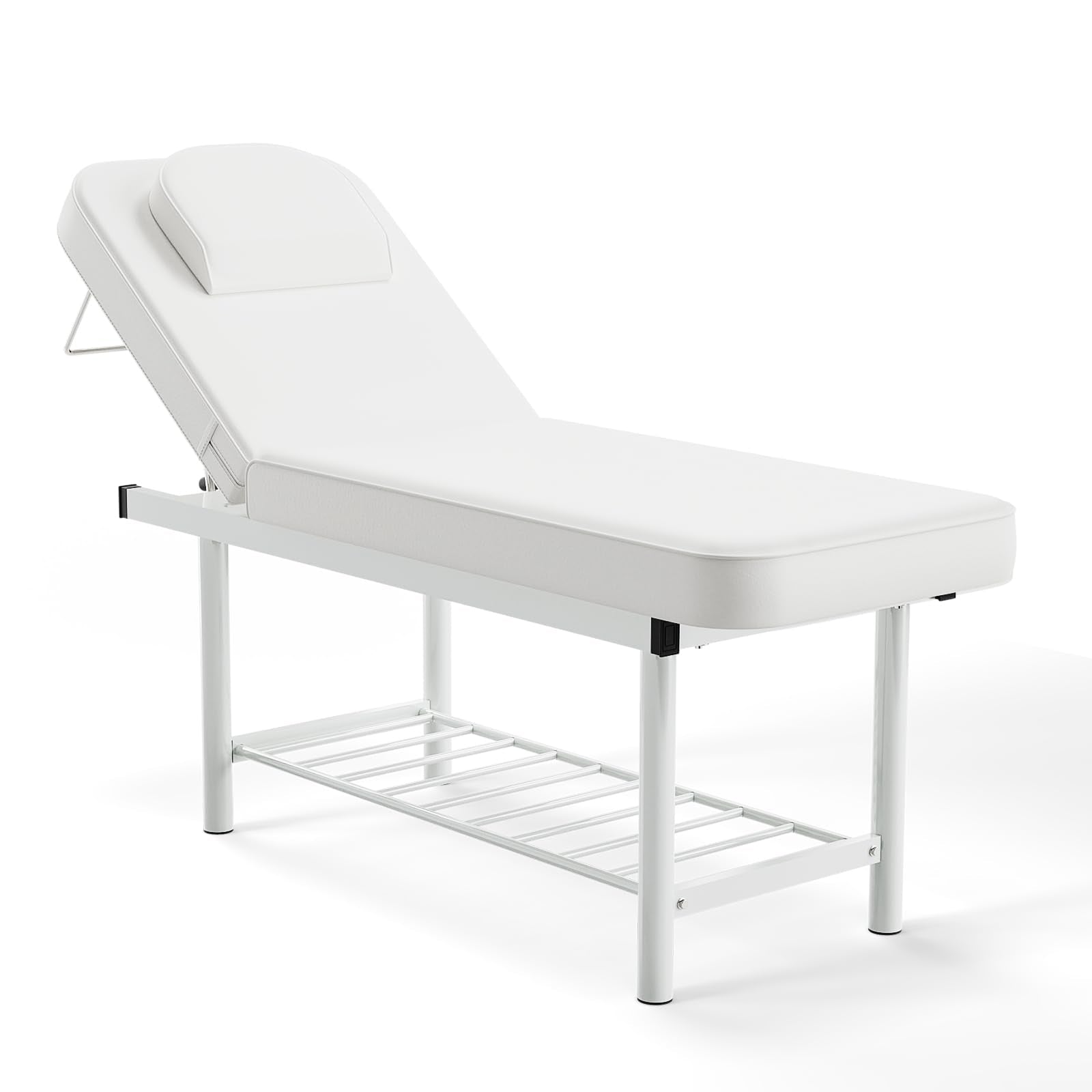 OmySalon MTB-W 72in Professional Stationary Physical Therapy Massage Table with Adjustable Backrest & Removable Headrest