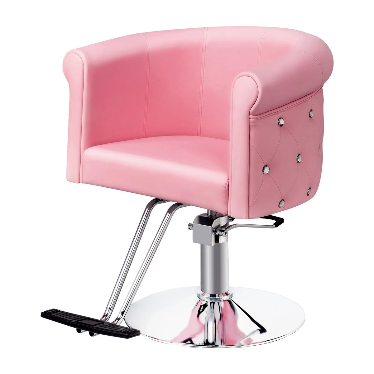 OmySalon SC3101 Modern Heavy Duty Hydraulic Swivel Hair Stylist Salon Chair w/Curved Backrest and Acrylic Button Accents