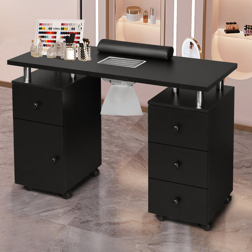 Omysalon Manicure Table Nail Desk w/Electric Downdraft Vent Black/Whit