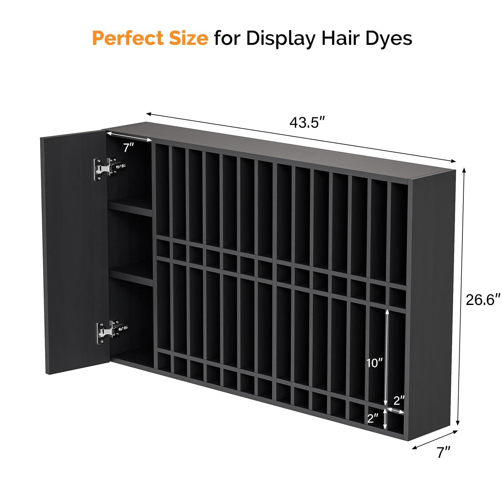 OmySalon HCRW Professional Wall Mounted Hair Color Organizer Rack Cabinet with Adjustable Shelves