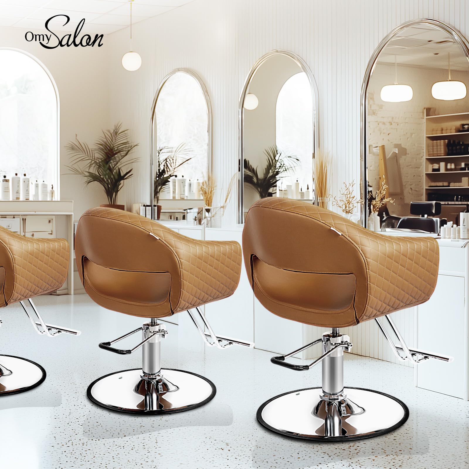 OmySalon SC3201 Eye-catching Rhombus Stitch Pattern Extra Wide Seat Hair Stylist Salon Chair