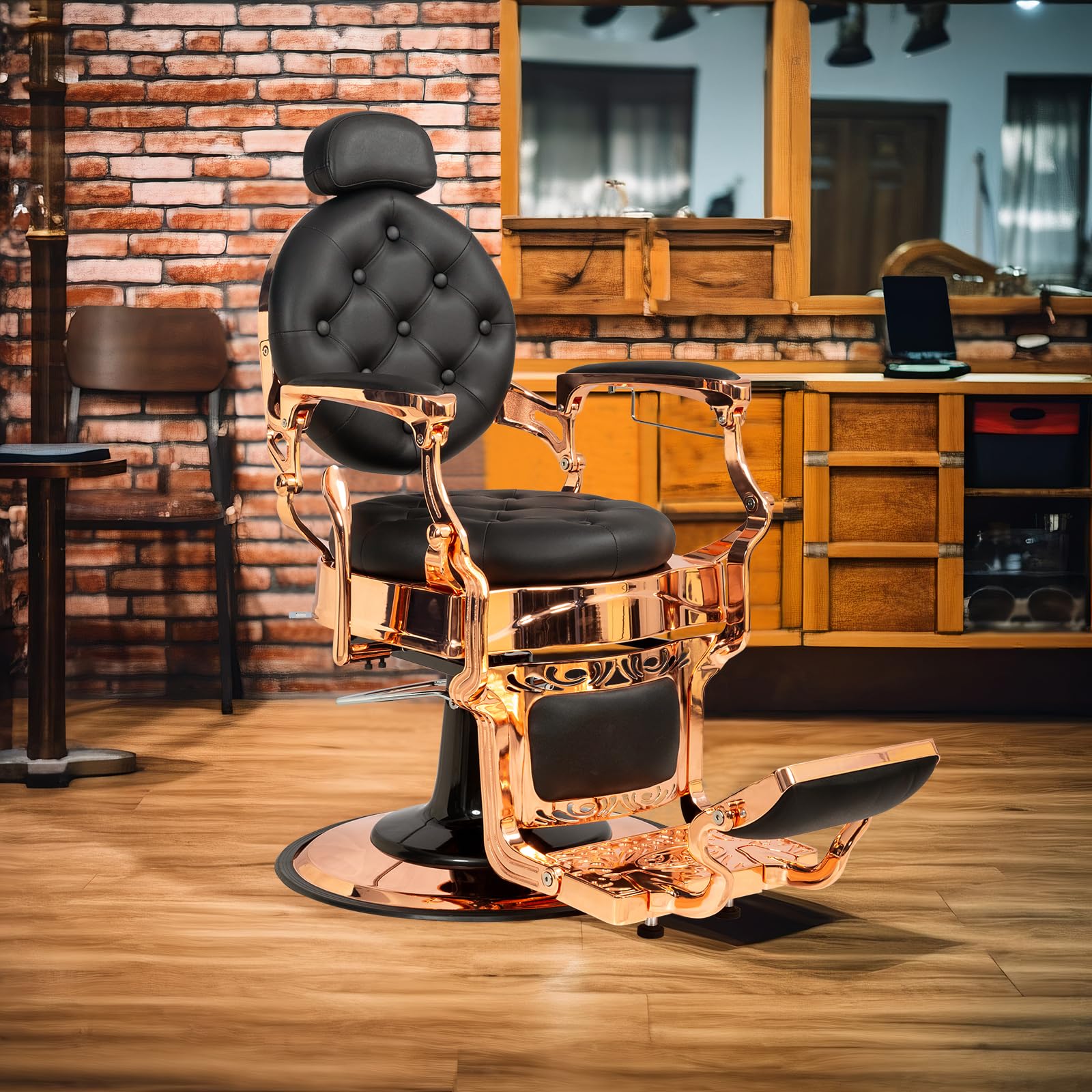 OmySalon BC1101 Vintage Style Heavy Duty Hydraulic Recline Barber Chair