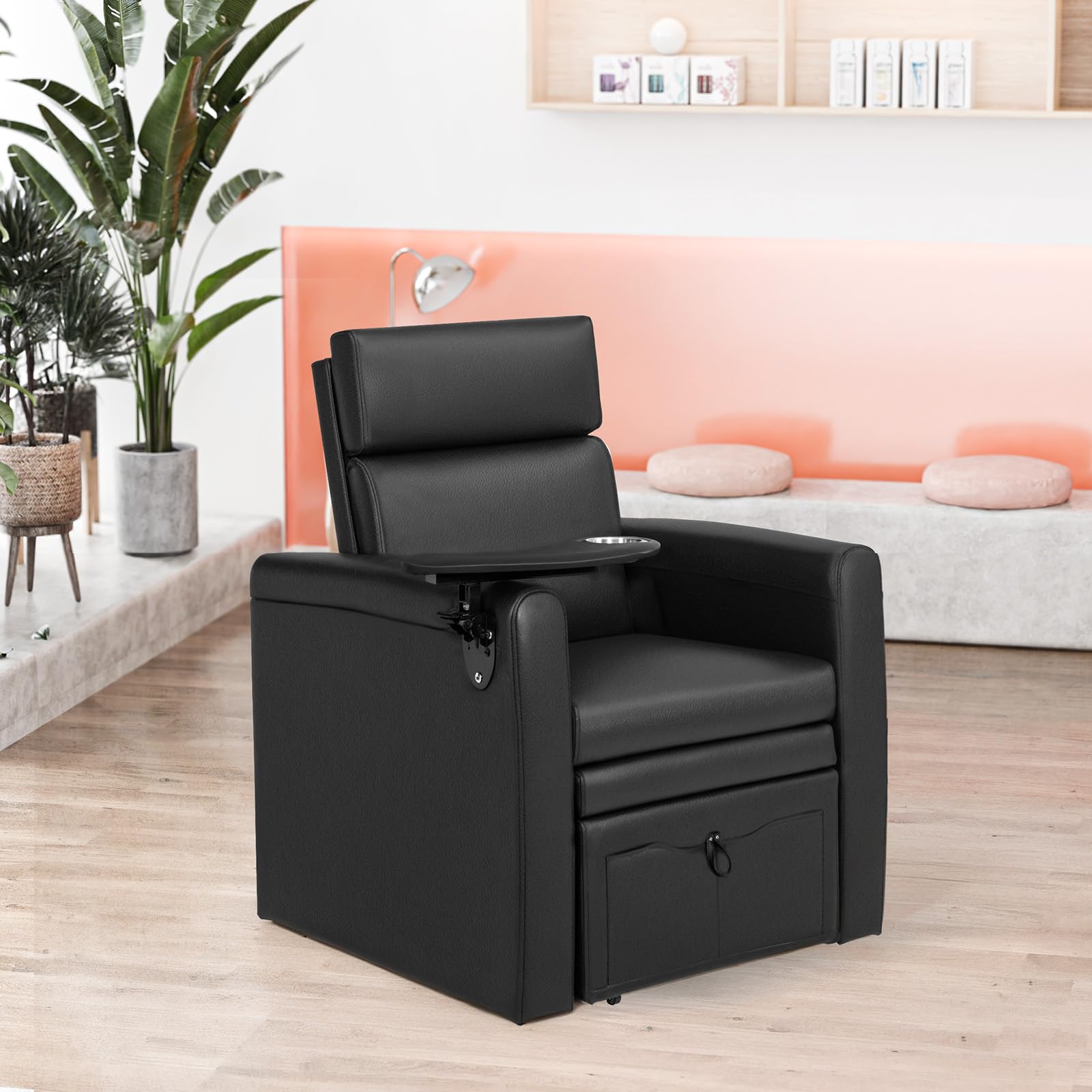 OmySalon PCE-WR Professional Full-Floor Support Electric Pedicure Chair with Adjustable Backrest & Hidden Storage Platfo