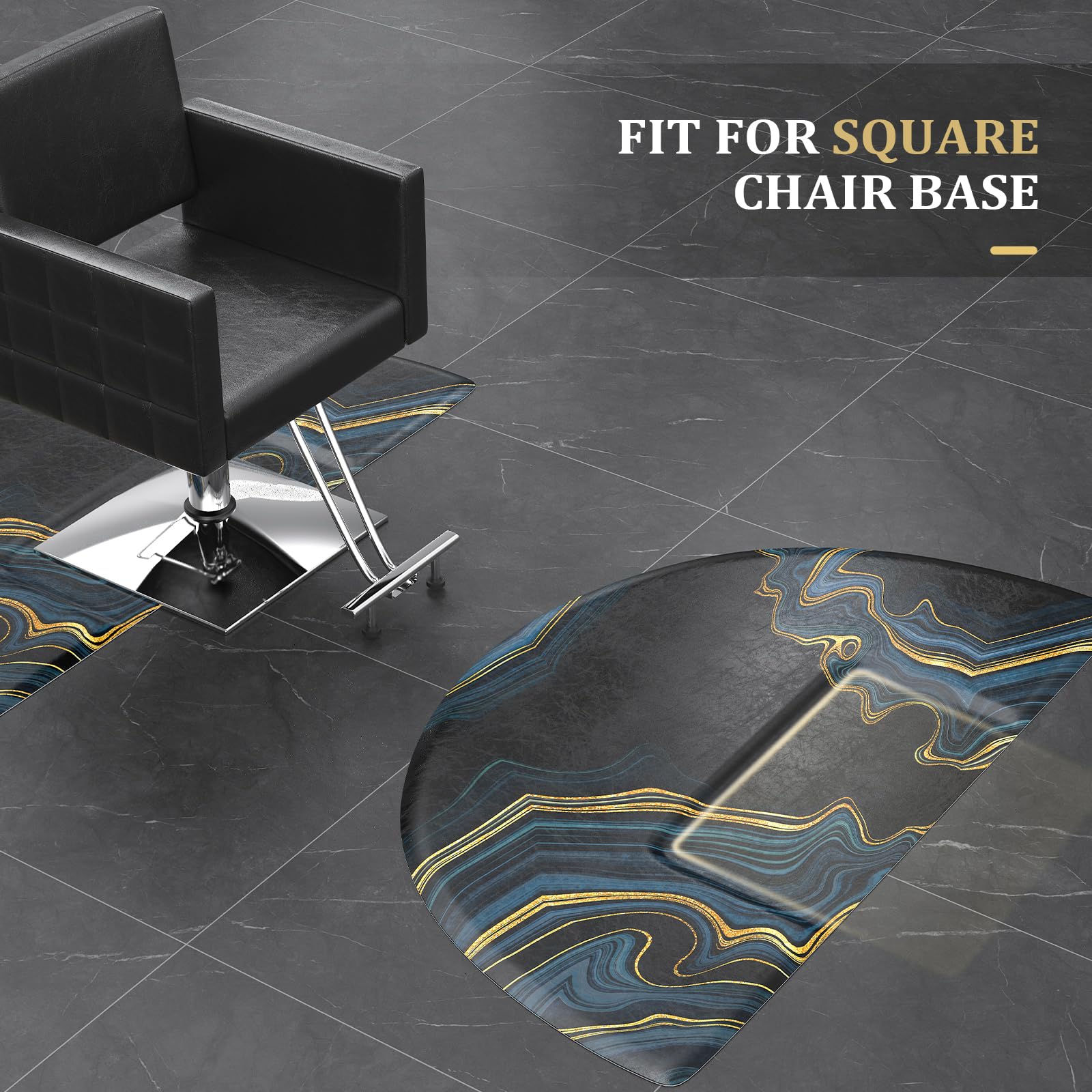 OmySalon 3' x 5' Circular Anti Fatigue Salon Mat for Square Base Styling Chair