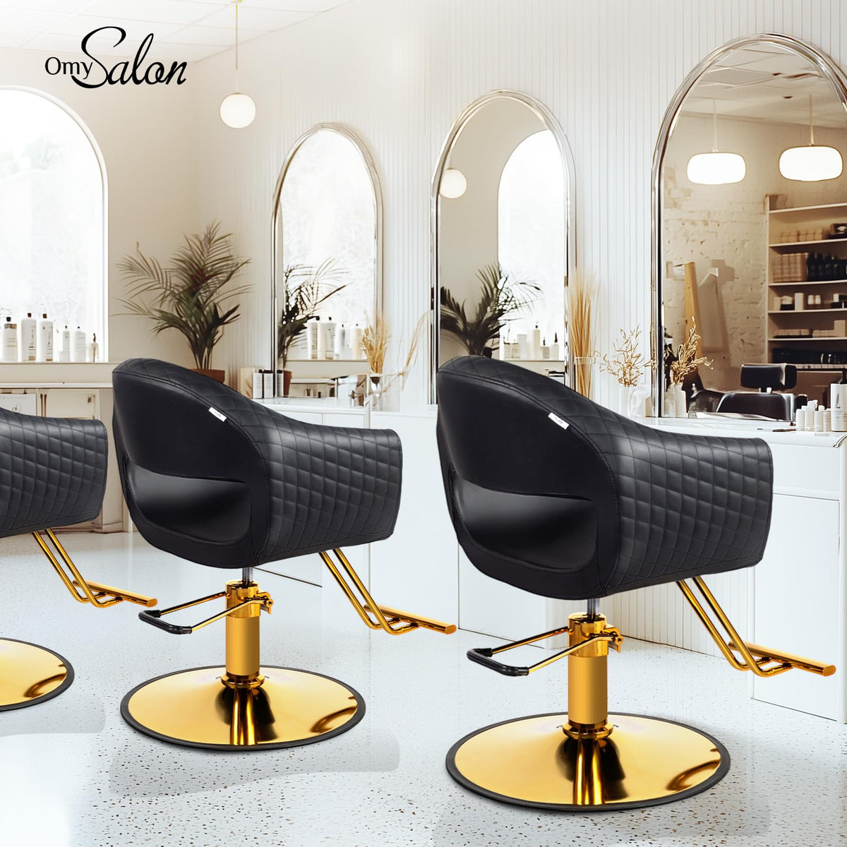 OmySalon SC3201 Eye-catching Rhombus Stitch Pattern Extra Wide Seat Hair Stylist Salon Chair