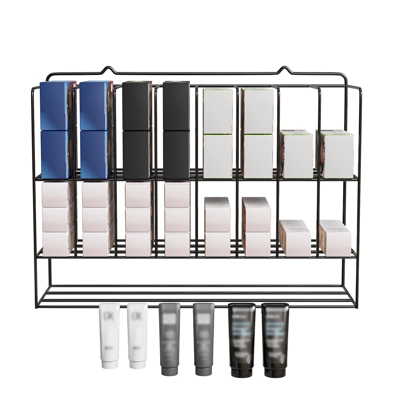 OmySalon HCRMT Wall Mounted 2 Tiers Metal Hair Color Tube Organizer Storage Rack