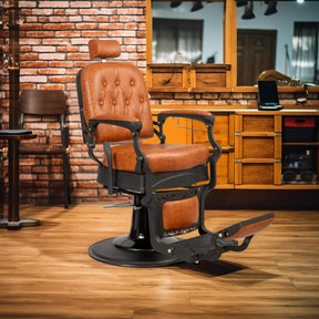 OmySalon PH701 Vintage Style Heavy Duty Hydraulic Recline Square Backrest Barber Chair