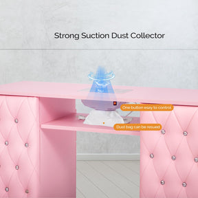 OmySalon MT-SC Nail Manicure Table w/Electric Dust Collector & Wrist Rest & Diamond Decoration