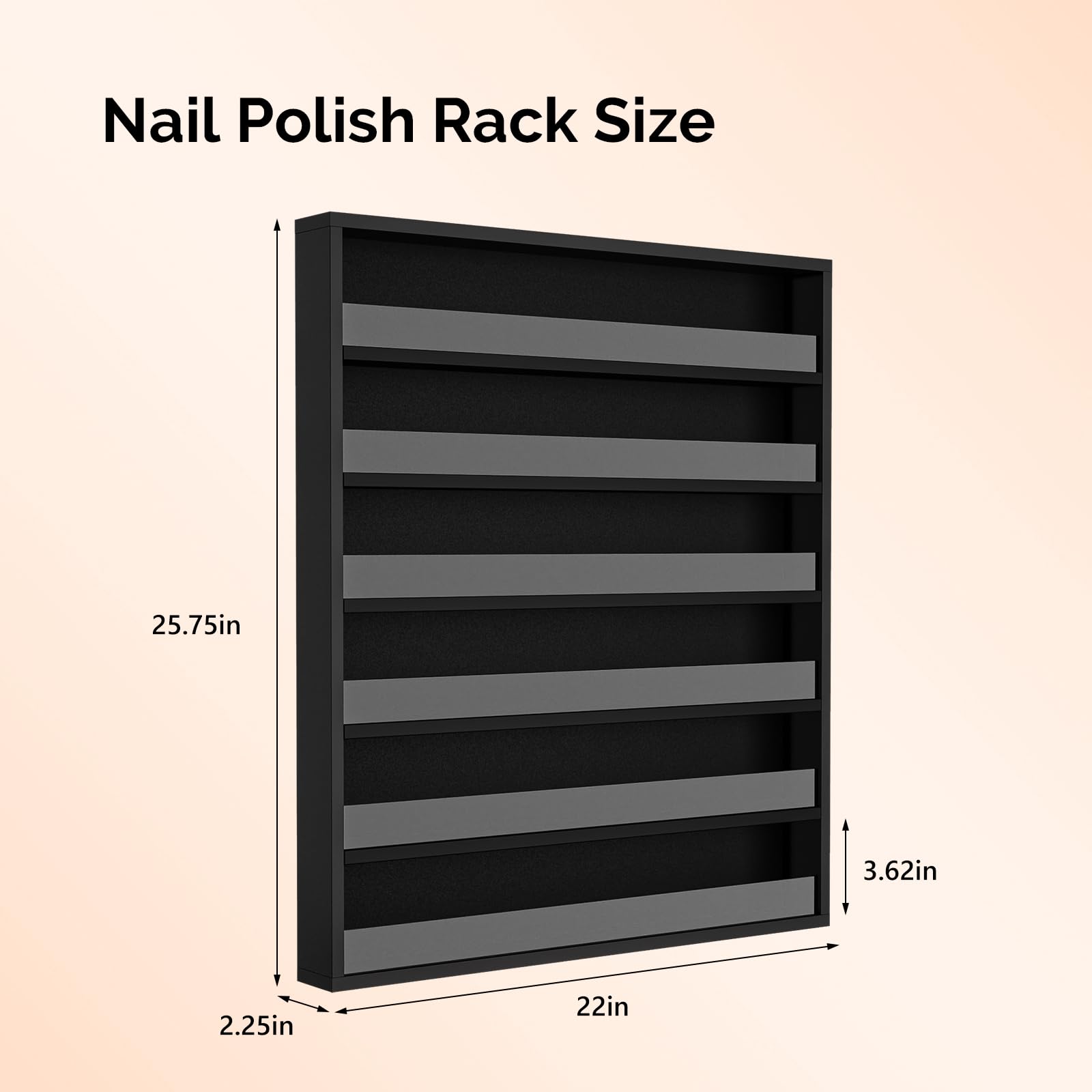 OmySalon 6 Layers Wall Mount Nail Polish Organizer Rack w/Acrylic Baffle