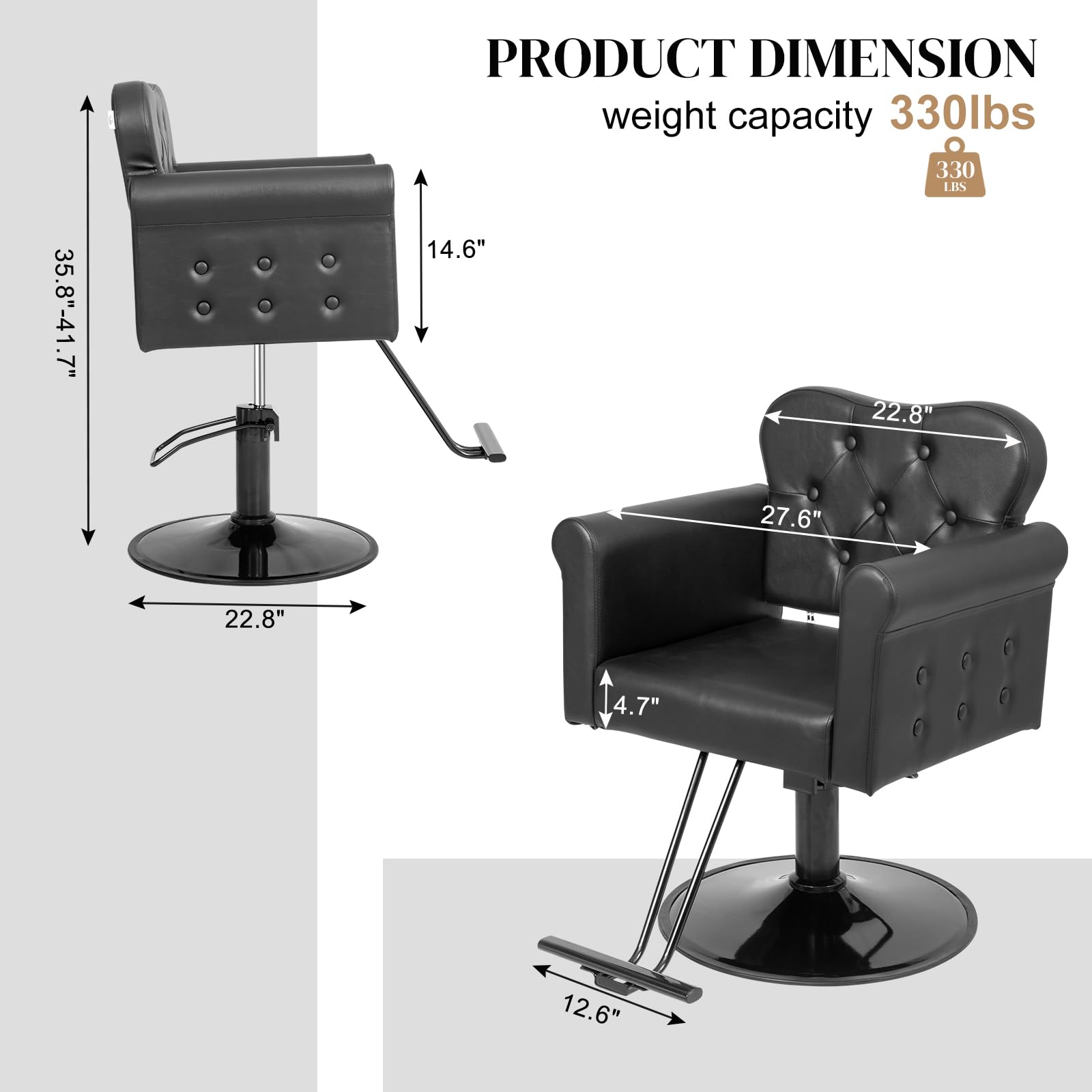 OmySalon SC2701 Heavy Duty Hydraulic Swivel Hair Stylist Salon Chair w/Button Tufting and Curved Backrest