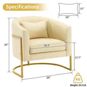 OmySalon Modern Velvet Vanity Manicure Chair with Gold Metal Support & Comfotable Armrest Pillow