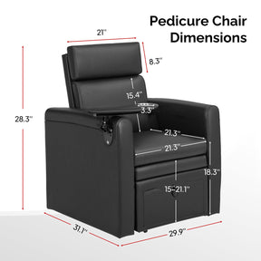 OmySalon PCE-WR Professional Full-Floor Support Electric Pedicure Chair with Adjustable Backrest & Hidden Storage Platfo