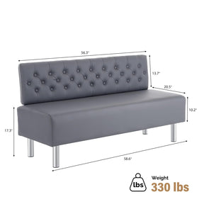 OmySalon WRB1501 58.6in Upholstered Waiting Room Reception Bench Chair with Button Tufted Backrest