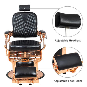 OmySalon PH699 Vintage Style Heavy Duty Hydraulic Recline Square Twill Backrest Barber Chair