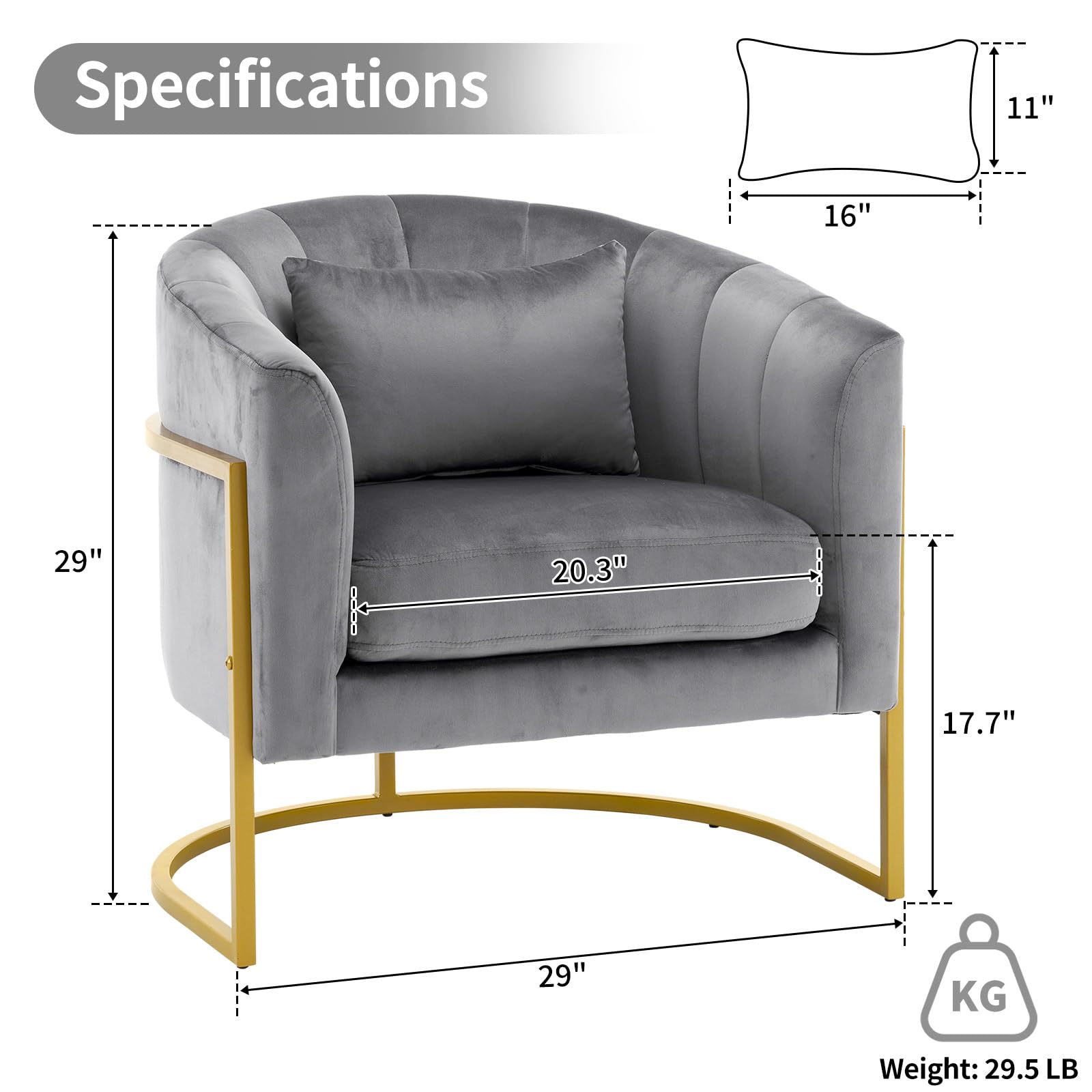 OmySalon Modern Velvet Vanity Manicure Chair with Gold Metal Support & Comfotable Armrest Pillow