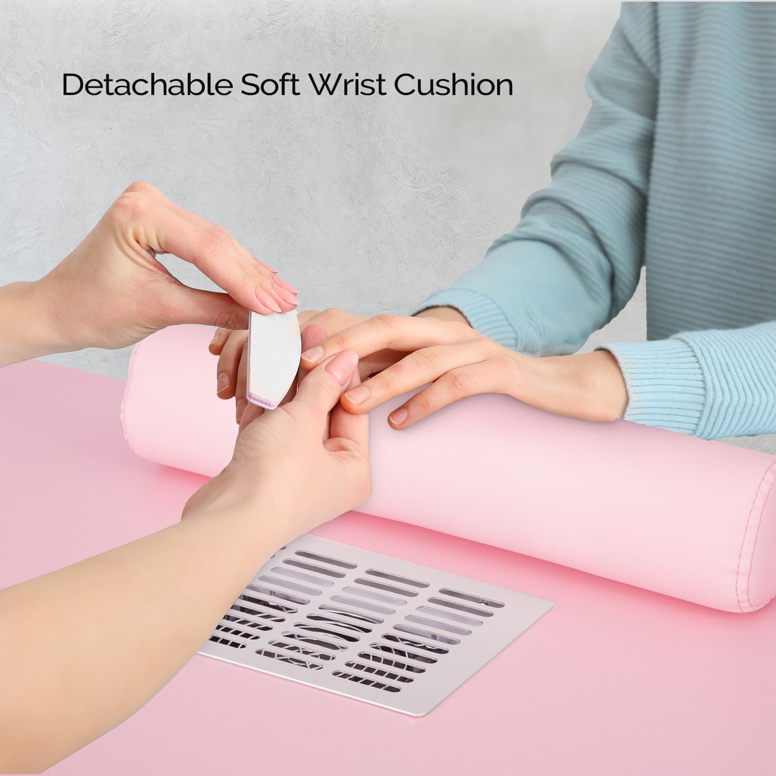 OmySalon MT-SC Nail Manicure Table w/Electric Dust Collector & Wrist Rest & Diamond Decoration