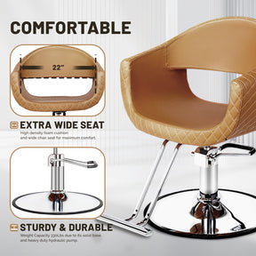 OmySalon SC3201 Eye-catching Rhombus Stitch Pattern Extra Wide Seat Hair Stylist Salon Chair