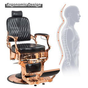 OmySalon PH699 Vintage Style Heavy Duty Hydraulic Recline Square Twill Backrest Barber Chair