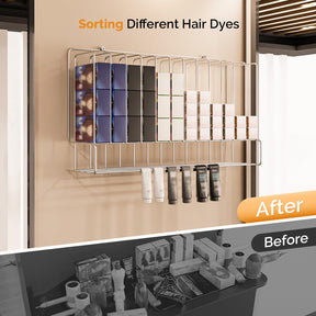 OmySalon HCRM Professional Wall Mounted Metal Salon Hair Color Dye Tube Organizer Storage Rack