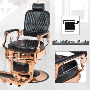 OmySalon PH699 Vintage Style Heavy Duty Hydraulic Recline Square Twill Backrest Barber Chair