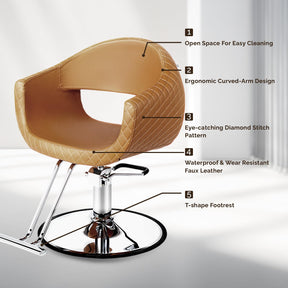 OmySalon SC3201 Eye-catching Rhombus Stitch Pattern Extra Wide Seat Hair Stylist Salon Chair