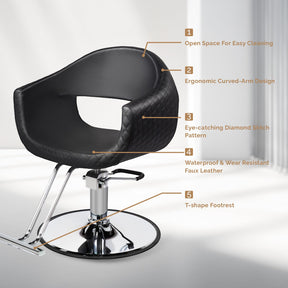 OmySalon SC3201 Eye-catching Rhombus Stitch Pattern Extra Wide Seat Hair Stylist Salon Chair