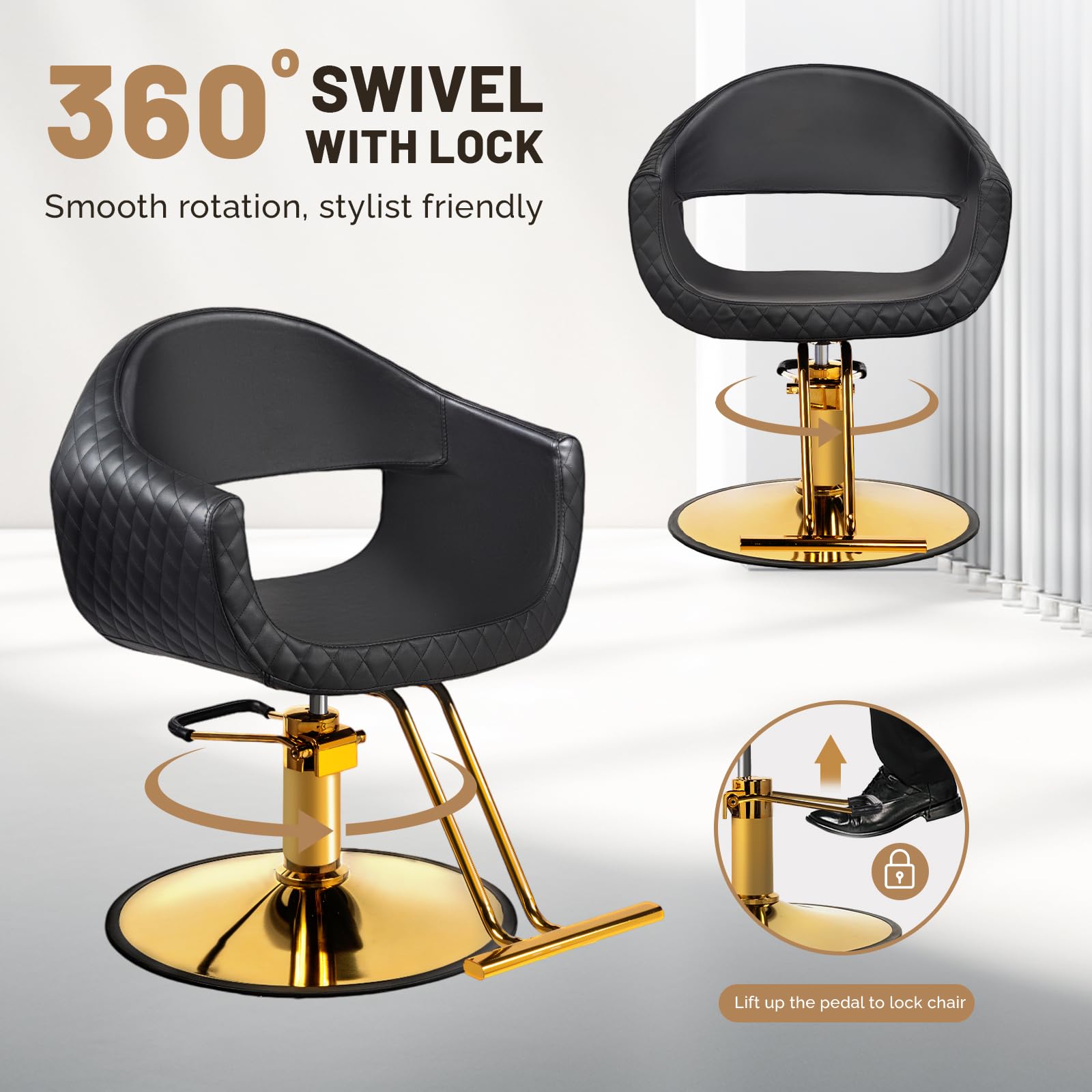 OmySalon SC3201 Eye-catching Rhombus Stitch Pattern Extra Wide Seat Hair Stylist Salon Chair