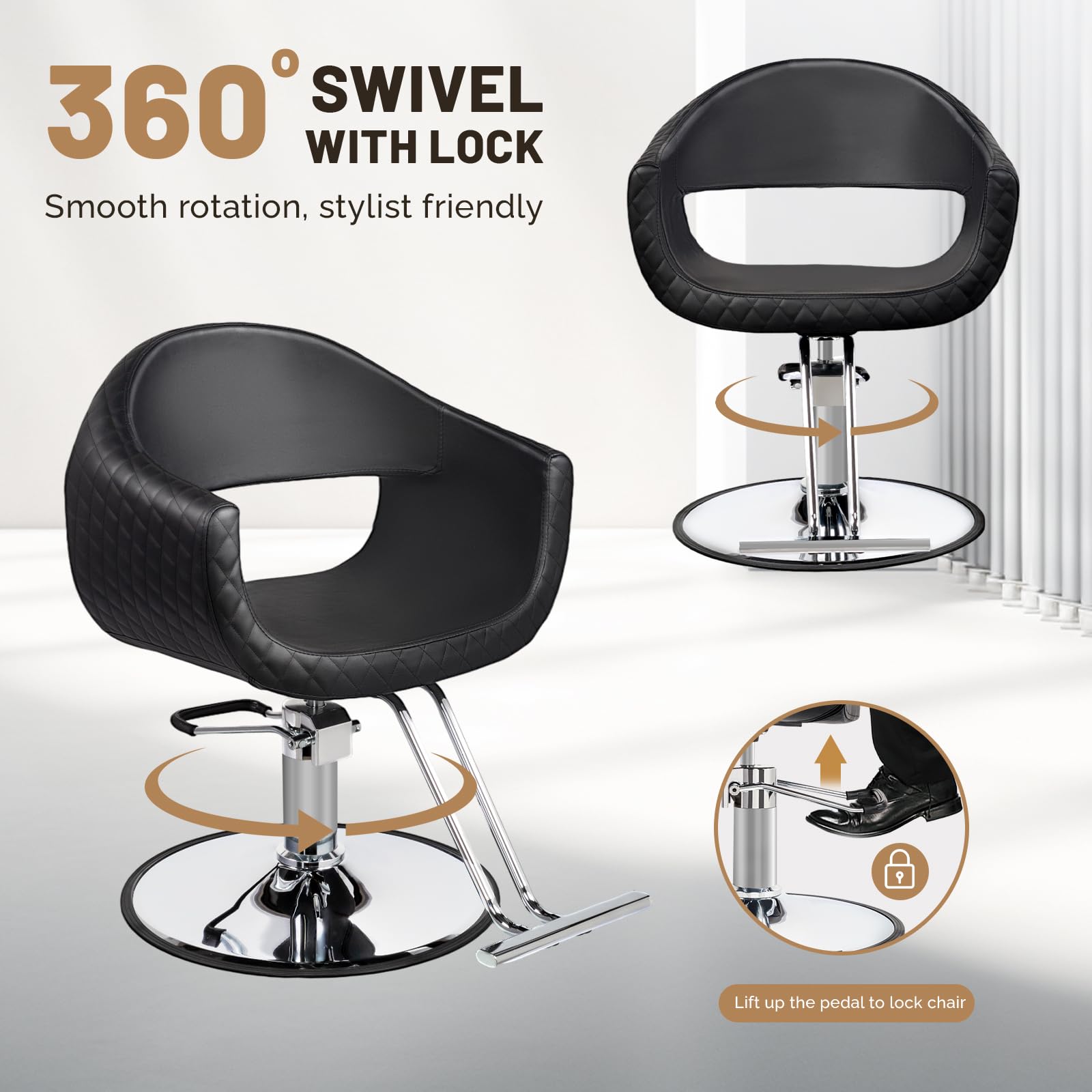 OmySalon SC3201 Eye-catching Rhombus Stitch Pattern Extra Wide Seat Hair Stylist Salon Chair