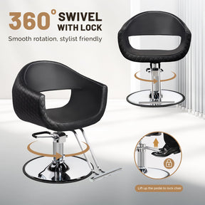 OmySalon SC3201 Eye-catching Rhombus Stitch Pattern Extra Wide Seat Hair Stylist Salon Chair