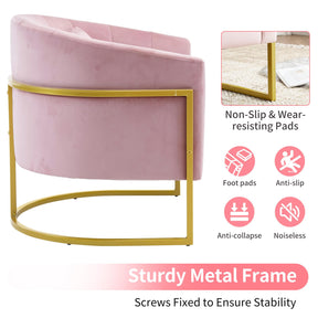 OmySalon Modern Velvet Vanity Manicure Chair with Gold Metal Support & Comfotable Armrest Pillow