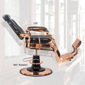 OmySalon PH699 Vintage Style Heavy Duty Hydraulic Recline Square Twill Backrest Barber Chair