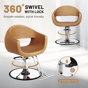 OmySalon SC3201 Eye-catching Rhombus Stitch Pattern Extra Wide Seat Hair Stylist Salon Chair