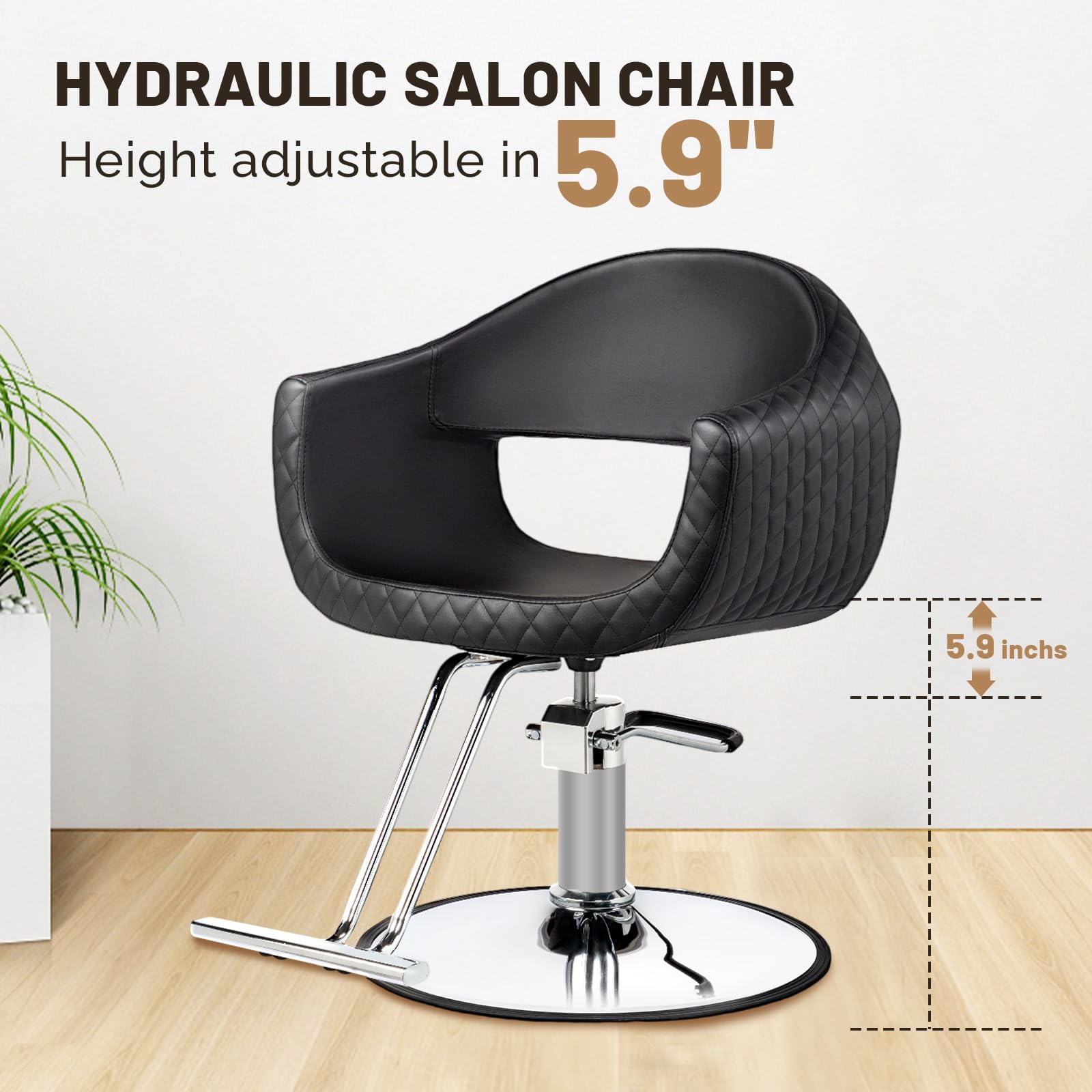 OmySalon SC3201 Eye-catching Rhombus Stitch Pattern Extra Wide Seat Hair Stylist Salon Chair