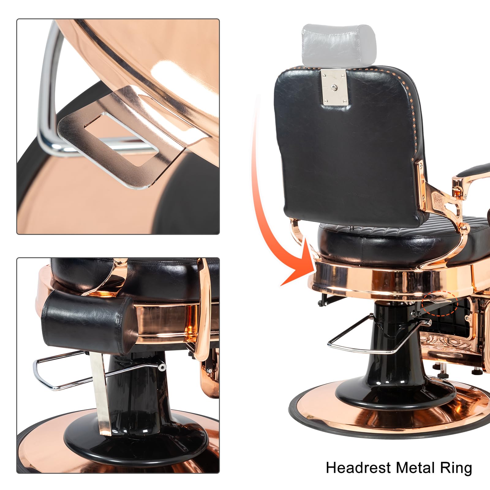 OmySalon PH699 Vintage Style Heavy Duty Hydraulic Recline Square Twill Backrest Barber Chair