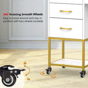 OmySalon ST-2501 Wooden Rolling Storage Trolley Cart w/Wheels & 3 Dreawers 1 Bottom Compartment Plate Hair Dryer Holders