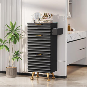 OmySalon WSCTD Salon Styling Storage Station w/Removable Glass Top & 3 Drawers 3 Hot Tool Holders