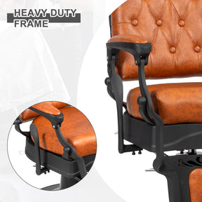 OmySalon PH701 Vintage Style Heavy Duty Hydraulic Recline Square Backrest Barber Chair