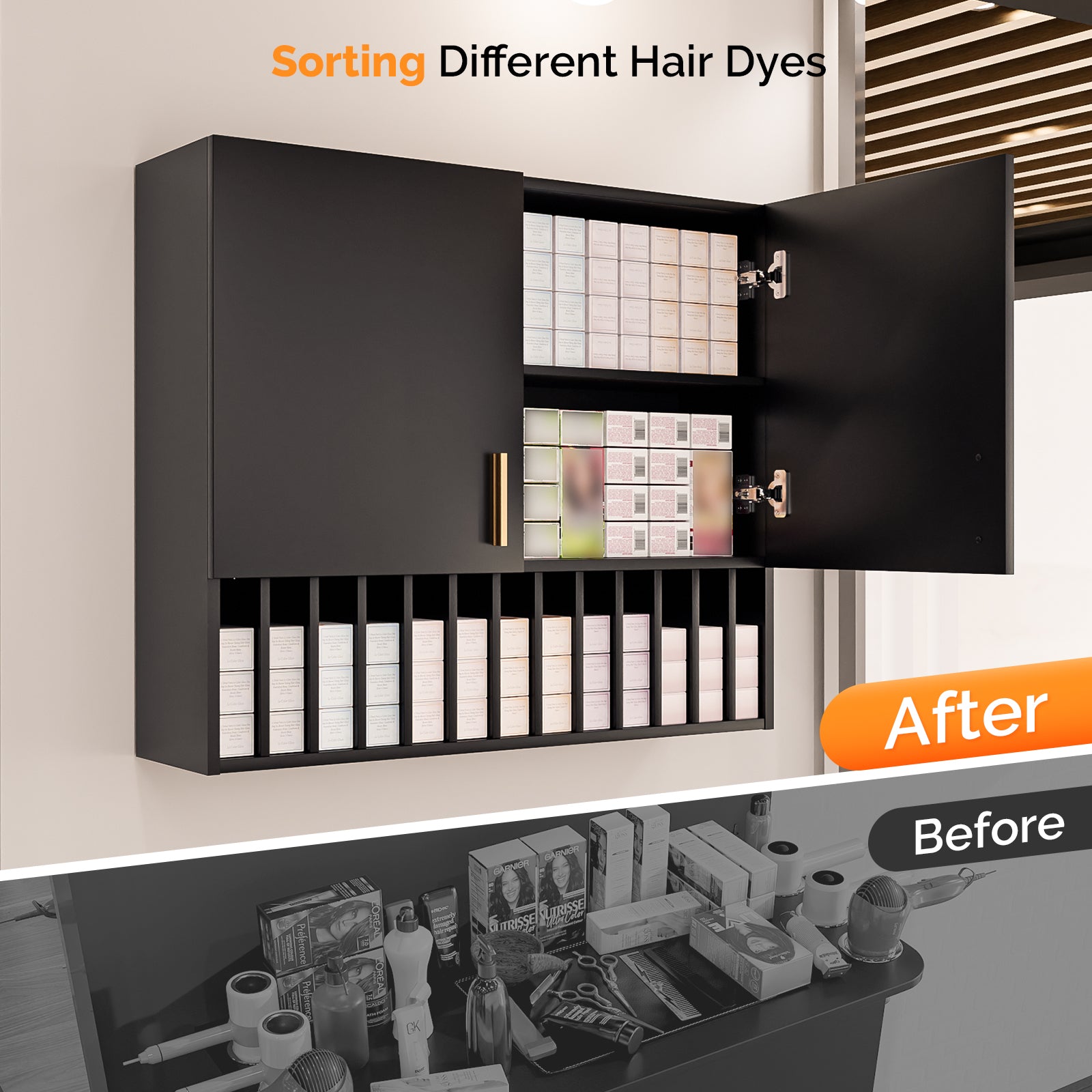 OmySalon WSCRT Wall Mounted Hair Color Organizer Rack Cabinet Station