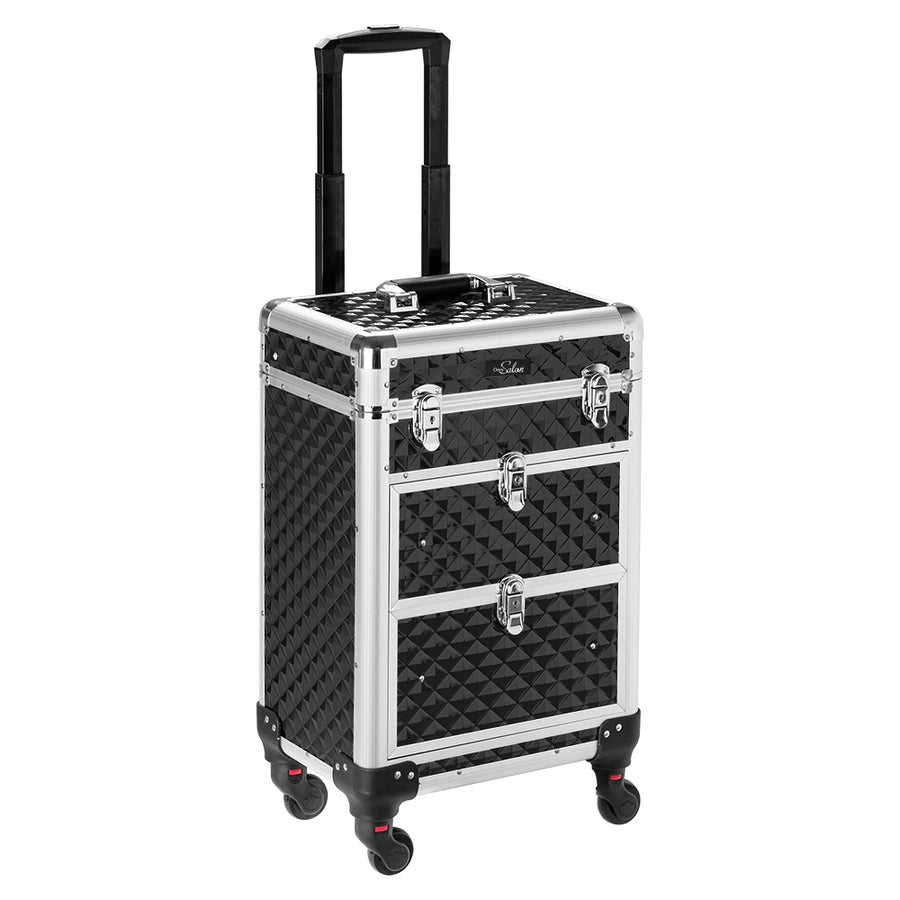 Omysalon Aluminum Rolling Makeup Train Case Professional Makeup Artist